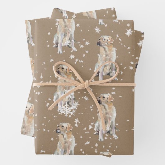 Rustikale Kraft Labrador Retriever Fallsnow Geschenkpapier Set (Beispiel)
