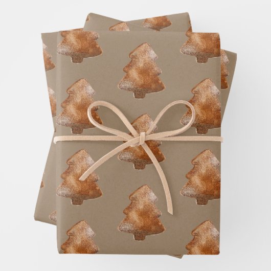 Rustikale Kraft-Lebkuchen-Bäume Geschenkpapier Set (Beispiel)