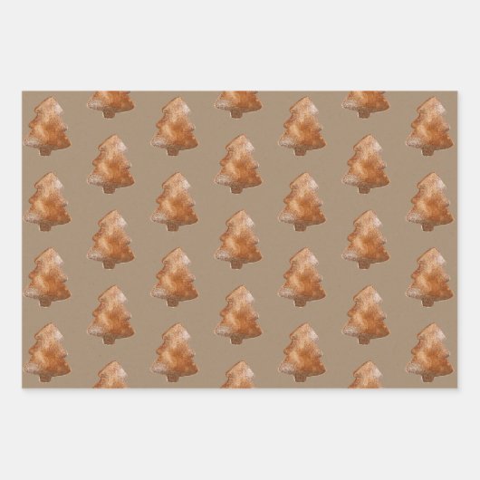 Rustikale Kraft-Lebkuchen-Bäume Geschenkpapier Set (Vorderseite)