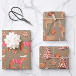 Rustikale Kraft-Lebkuchen Geschenkpapier Set