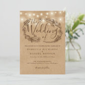 Rustikale Kraft-Lichterkette Hochzeit Einladung (Stehend Vorderseite)