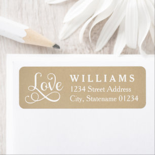 Rustikale Kraft-Liebe-Schrift Hochzeitsadresse
