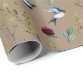 Rustikale Kraft Lila Martins Birds Wintergarten Geschenkpapier (Rolleneckpunkt)
