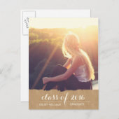 Rustikale Kraft Look Foto Abschluss Celebration Einladungspostkarte (Vorne/Hinten)