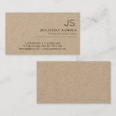 Rustikale Kraft Minimalistisch Beige Mit Monogramm Visitenkarte (Vorne/Hinten)