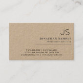 Rustikale Kraft Minimalistisch Beige Mit Monogramm Visitenkarte (Vorderseite)