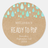 Rustikale Kraft-Mint-Grüne Regentropfen Bereit zum Runder Aufkleber (Vorderseite)