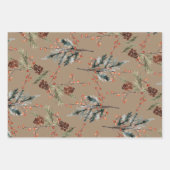 Rustikale Kraft Mixed Spruce Pine Cones Red Berrie Geschenkpapier Set (Vorderseite)