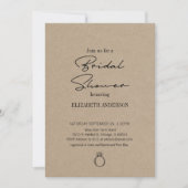Rustikale Kraft Moderne Schrift mit Ring-Brautpart Einladung (Vorderseite)