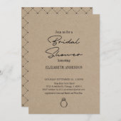 Rustikale Kraft Moderne Schrift mit Ring-Brautpart Einladung (Vorne/Hinten)