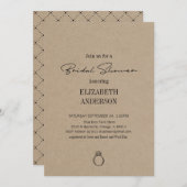 Rustikale Kraft Moderne Schrift mit Ring-Brautpart Einladung (Vorne/Hinten)