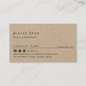 Rustikale Kraft Moderner Minimalistischer QR-Code Visitenkarte (Rückseite)