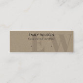 Rustikale Kraft-Monogramm-Stuhlvorführung Mini Visitenkarte (Vorderseite)