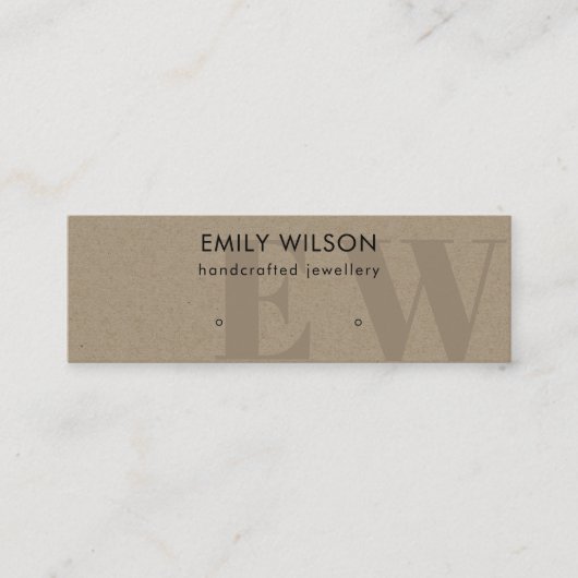 Rustikale Kraft-Monogramm-Stuhlvorführung Mini Visitenkarte (Vorderseite)