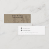 Rustikale Kraft-Monogramm-Stuhlvorführung Mini Visitenkarte (Vorne/Hinten)