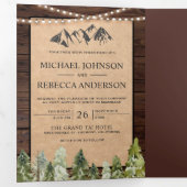 Rustikale Kraft Mountain Forest Collage Wedding Dreifach Gefaltete Einladung (Innen Erste Seite)