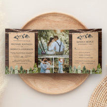 Rustikale Kraft Mountain Forest Collage Wedding