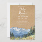Rustikale Kraft Mountain Wildblume Babydusche Einladung (Vorderseite)