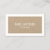 Rustikale Kraft Natürlicher einfacher, einfacher,  Visitenkarte (Vorderseite)