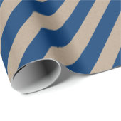 Rustikale Kraft Navy Blauer Streifen Urlaub Geschenkpapier (Rolleneckpunkt)