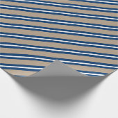 Rustikale Kraft Navy Weiße Strip Holiday Geschenkpapier (Ecke)