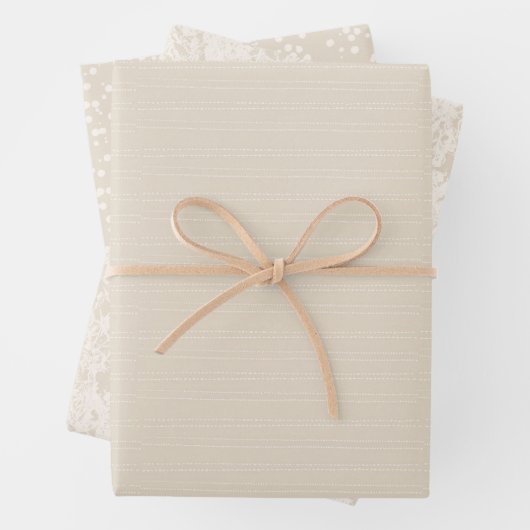 Rustikale Kraft neutrale Beige Elfenbeinküste Mode Geschenkpapier Set (Beispiel)