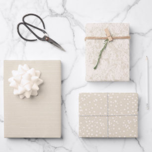 Rustikale Kraft neutrale Beige Elfenbeinküste Mode Geschenkpapier Set