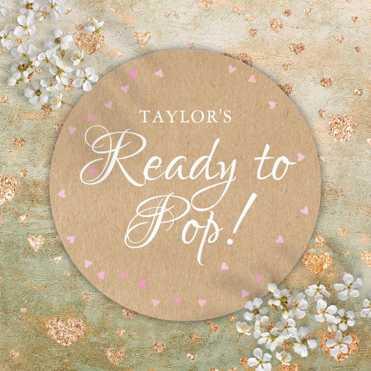 Rustikale Kraft Niedlich rosa Herzen Bereit zum Po Runder Aufkleber