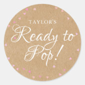 Rustikale Kraft Niedlich rosa Herzen Bereit zum Po Runder Aufkleber (Vorderseite)