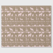 Rustikale Kraft Nordic Sweater Pink Winter Animals Geschenkpapier (Flach)