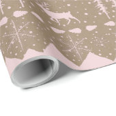 Rustikale Kraft Nordic Sweater Pink Winter Animals Geschenkpapier (Rolleneckpunkt)