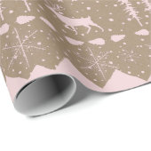 Rustikale Kraft Nordic Sweater Pink Winter Animals Geschenkpapier (Rolleneckpunkt)