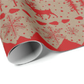 Rustikale Kraft Nordic Sweater Red Winter Animals Geschenkpapier (Rolleneckpunkt)