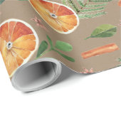 Rustikale Kraft Orange Slices Cinnamon & Spruce Tw Geschenkpapier (Rolleneckpunkt)