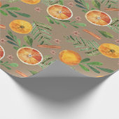 Rustikale Kraft Orange Slices Cinnamon & Spruce Tw Geschenkpapier (Ecke)
