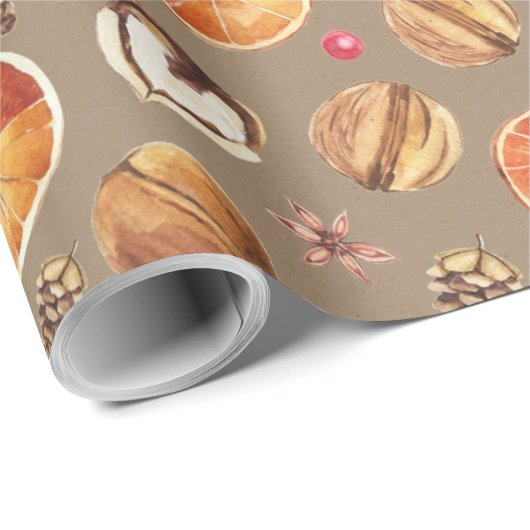 Rustikale Kraft Orange Slices Gewürze Anise Star Geschenkpapier (Rolleneckpunkt)