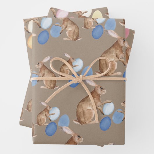 Rustikale Kraft Osterbrunnen Ostereier-Hunte teile Geschenkpapier Set (Beispiel)