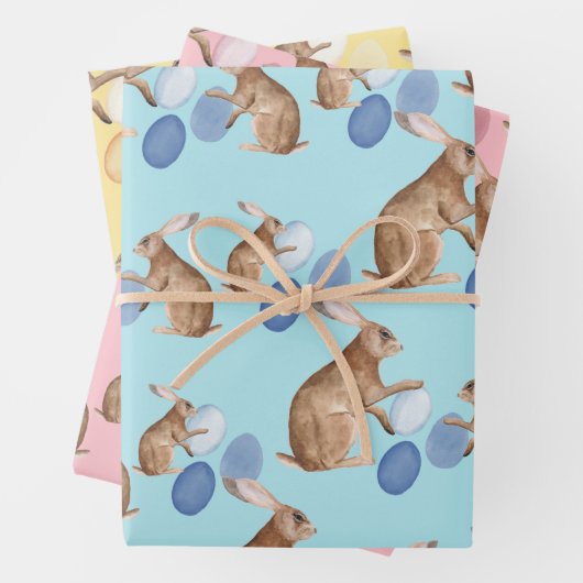 Rustikale Kraft Osterbrunnen Ostereier-Hunte teile Geschenkpapier Set (Beispiel)