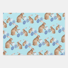 Rustikale Kraft Osterbrunnen Ostereier-Hunte teile Geschenkpapier Set