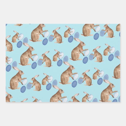 Rustikale Kraft Osterbrunnen Ostereier-Hunte teile Geschenkpapier Set (Vorderseite)