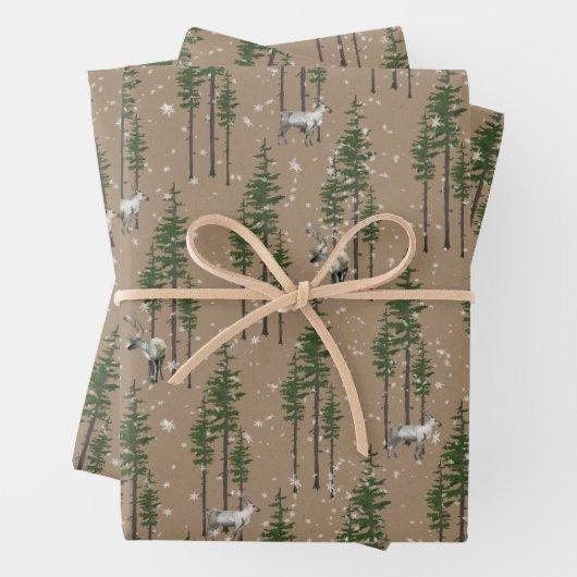 Rustikale Kraft-Östliche Pinienwälder Geschenkpapier Set (Beispiel)