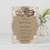 Rustikale Kraft Paper String Lights Lace Wedding Einladung (Stehend Vorderseite)