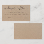 Rustikale Kraft Papier Babydusche Windeln Raffle Begleitkarte (Vorne/Hinten)