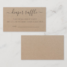 Rustikale Kraft Papier Babydusche Windeln Raffle Begleitkarte