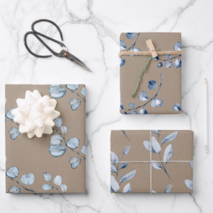 Rustikale Kraft Papier Blauer Eukalyptus Sprig