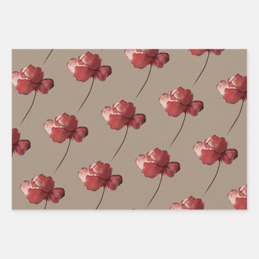 Rustikale Kraft Papier Carmine roten Blüten blühen (Vorderseite 2)
