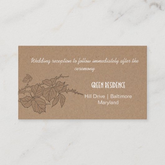 Rustikale Kraft-Papier-Herbstlaube zum Hochzeitset Begleitkarte (Vorderseite)