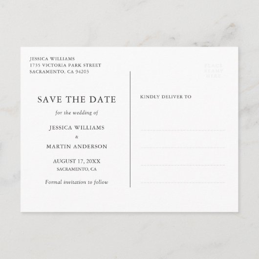 Rustikale Kraft Papier Hochzeit speichern das Datu Ankündigungspostkarte (Rückseite)