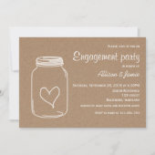 Rustikale Kraft Papier Masonjar Heart Engagement P Einladung (Vorderseite)