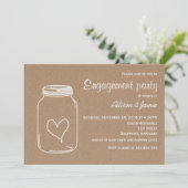 Rustikale Kraft Papier Masonjar Heart Engagement P Einladung (Stehend Vorderseite)